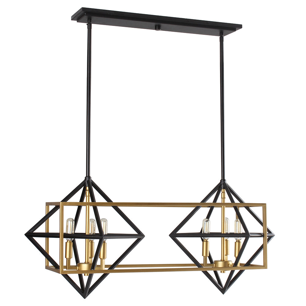 Eglo USA - 204684A - Six Light Pendant - Pryor - Antique Gold/Black from Lighting & Bulbs Unlimited in Charlotte, NC