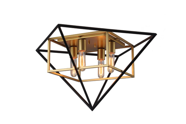 Eglo USA - 204685A - Four Light Ceiling Mount - Pryor - Antique Gold/Black from Lighting & Bulbs Unlimited in Charlotte, NC
