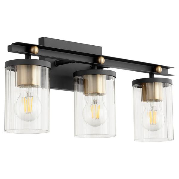 Quorum - 529-3-6980 - Three Light Vanity - Empire - Textured Black w/ Aged Brass from Lighting & Bulbs Unlimited in Charlotte, NC