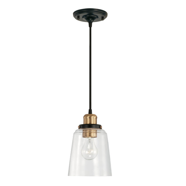 One Light Pendant from the Fallon Collection in Aged Brass and Black Finish by Capital Lighting
