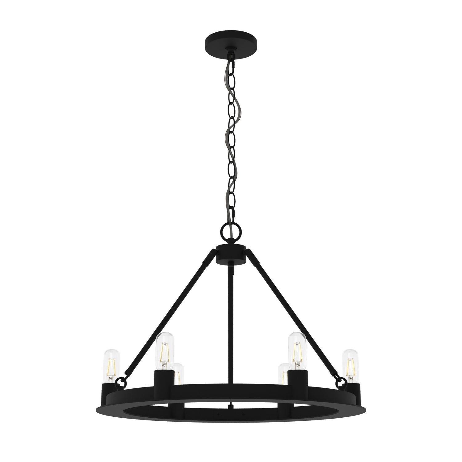 Hunter - 19033 - Six Light Chandelier - Saddlewood - Natural Black Iron from Lighting & Bulbs Unlimited in Charlotte, NC