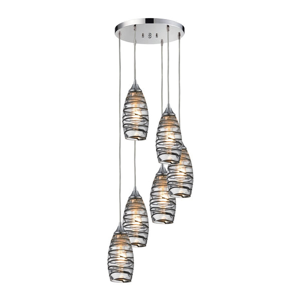 ELK Home - 31338/6R-VINW - Six Light Pendant - Twister - Polished Chrome from Lighting & Bulbs Unlimited in Charlotte, NC