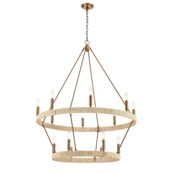 ELK Home - 32418/8+6 - 14 Light Chandelier - Abaca - Satin Brass from Lighting & Bulbs Unlimited in Charlotte, NC