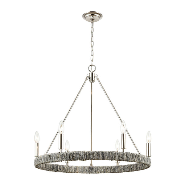 ELK Home - 32515/6 - Six Light Chandelier - Abaca - Polished Nickel from Lighting & Bulbs Unlimited in Charlotte, NC
