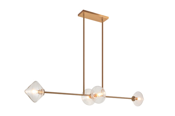 Matteo Lighting - C81744AGCL - Four Light Pendant - Novo - Aged Gold Brass from Lighting & Bulbs Unlimited in Charlotte, NC