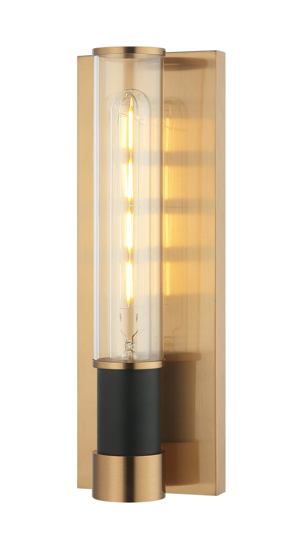 Matteo Lighting - W61201MBAG - One Light Wall Sconce - Tubo - Matte Black / Aged Gold Brass from Lighting & Bulbs Unlimited in Charlotte, NC