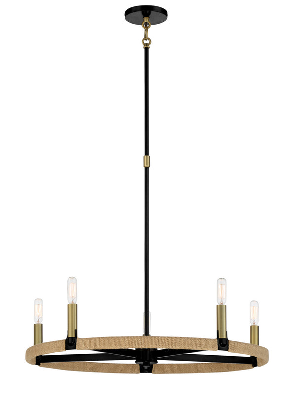 Minka-Lavery - 3865-726 - Five Light Chandelier - Windward Passage - Coal And Soft Brass from Lighting & Bulbs Unlimited in Charlotte, NC