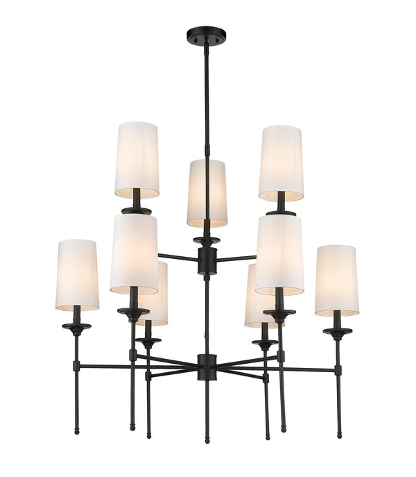 Z-Lite - 3033-9MB - Nine Light Chandelier - Emily - Matte Black from Lighting & Bulbs Unlimited in Charlotte, NC