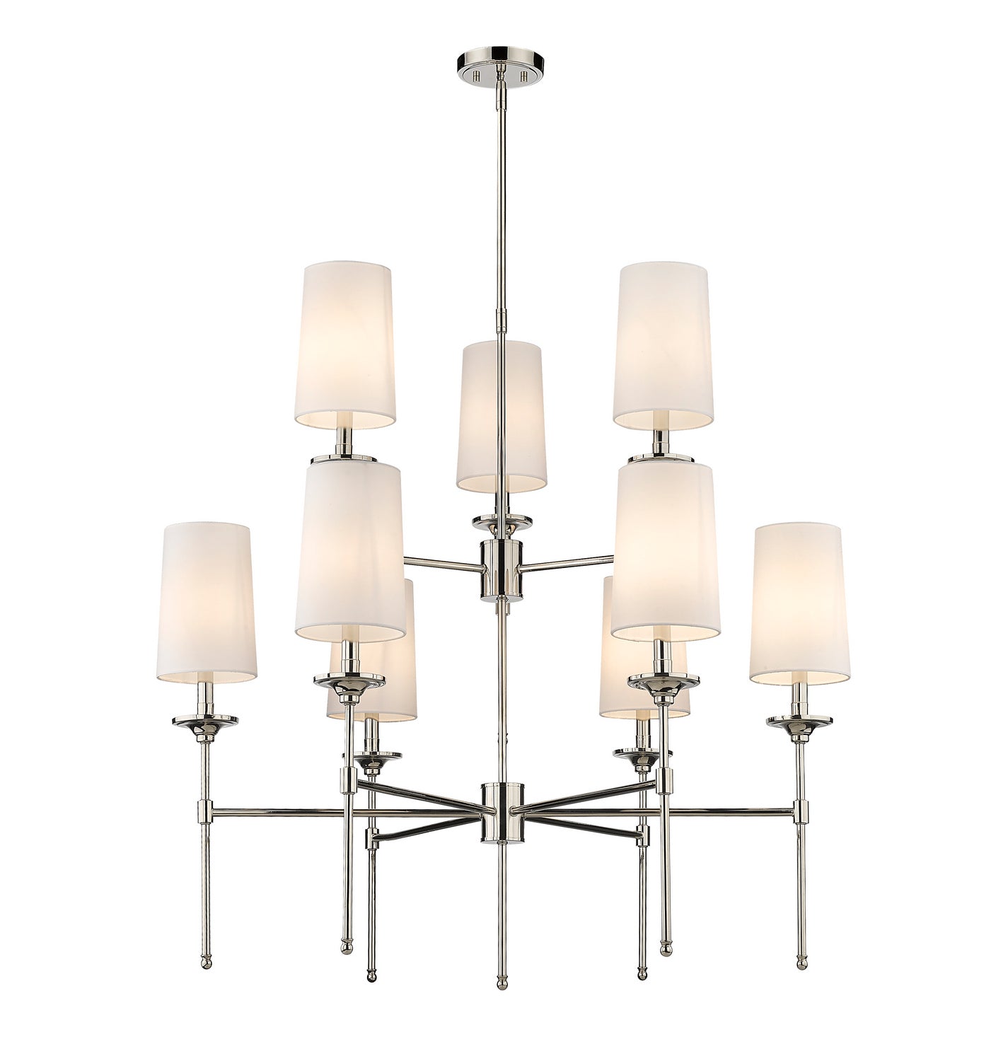Z-Lite - 3033-9PN - Nine Light Chandelier - Emily - Polished Nickel from Lighting & Bulbs Unlimited in Charlotte, NC