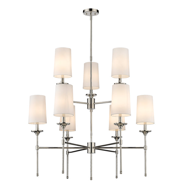 Z-Lite - 3033-9PN - Nine Light Chandelier - Emily - Polished Nickel from Lighting & Bulbs Unlimited in Charlotte, NC