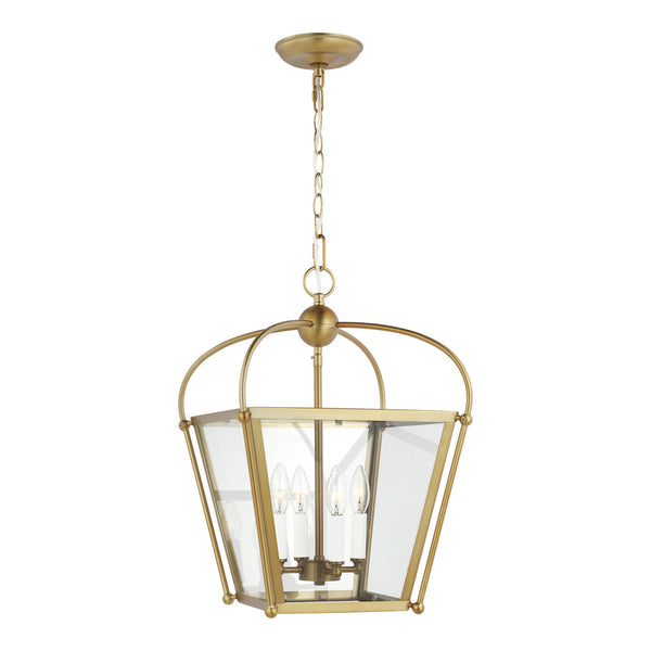 Visual Comfort Studio - 5191004EN-848 - Four Light Lantern - Charleston - Satin Brass from Lighting & Bulbs Unlimited in Charlotte, NC