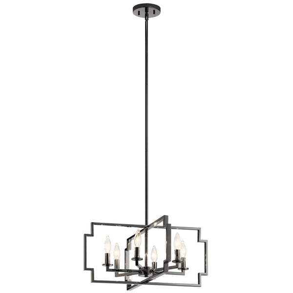 Kichler - 44128MCH - Six Light Chandelier/Semi Flush Mount - Downtown Deco - Midnight Chrome from Lighting & Bulbs Unlimited in Charlotte, NC