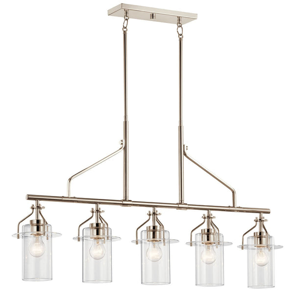 Five Light Linear Chandelier from the Everett Collection in Polished Nickel Finish by Kichler
