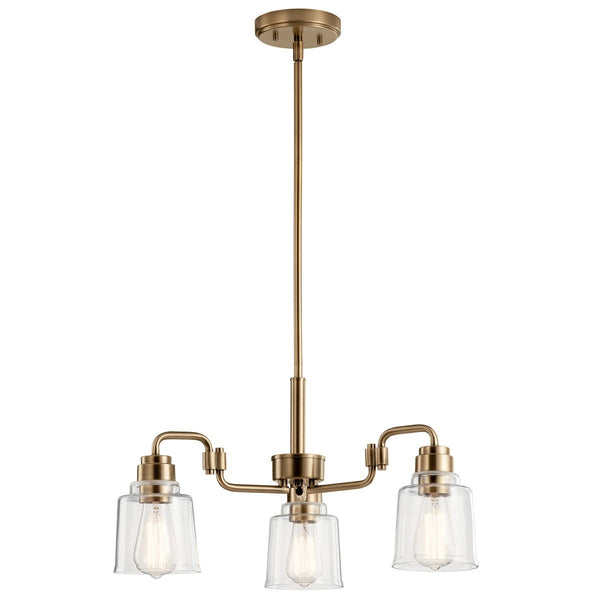 Three Light Chandelier from the Aivian Collection in Weathered Brass Finish by Kichler