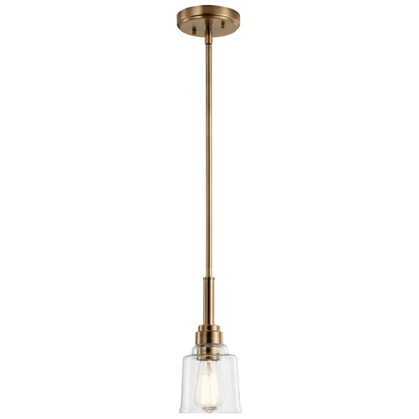 One Light Mini Pendant from the Aivian Collection in Weathered Brass Finish by Kichler