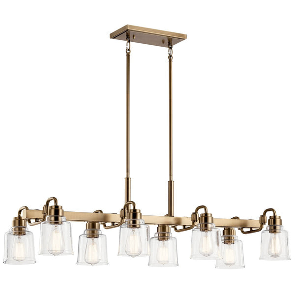 Eight Light Linear Chandelier from the Aivian Collection in Weathered Brass Finish by Kichler