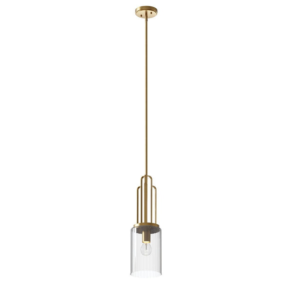 One Light Mini Pendant from the Kimrose Collection in Brushed Natural Brass Finish by Kichler