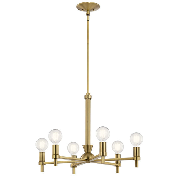 Six Light Chandelier from the Torvee Collection in Brushed Natural Brass Finish by Kichler