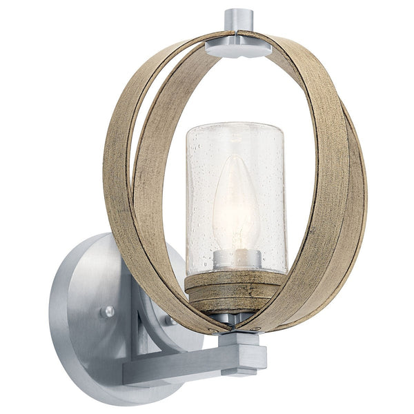 One Light Outdoor Wall Mount from the Grand Bank Collection in Distressed Antique Gray Finish by Kichler