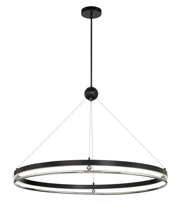 Grande Illusion LED Pendant in Coal W/ Polished Nickel Highli by