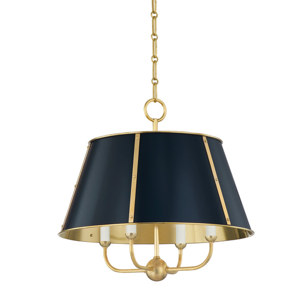 Hudson Valley - MDS120-AGB/DBL - Four Light Chandelier - Cambridge - Aged Brass/Darkest Blue from Lighting & Bulbs Unlimited in Charlotte, NC