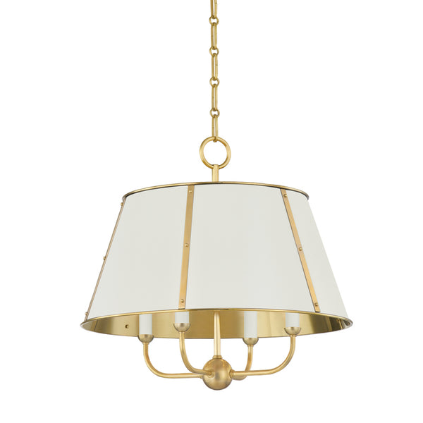 Hudson Valley - MDS120-AGB/OW - Four Light Chandelier - Cambridge - Aged Brass/Off White from Lighting & Bulbs Unlimited in Charlotte, NC