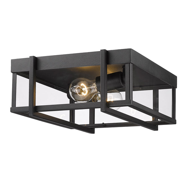 Golden - 6071-OFM NB-CLR - Two Light Outdoor Flush Mount - Tribeca NB - Natural Black from Lighting & Bulbs Unlimited in Charlotte, NC
