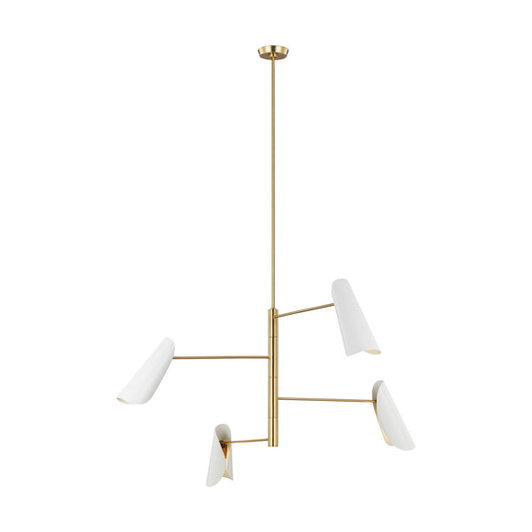Visual Comfort Studio - AEC1024BBSMWT - Four Light Chandelier - Tresa - Matte White and Burnished Brass from Lighting & Bulbs Unlimited in Charlotte, NC