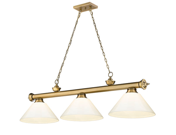 Z-Lite - 2306-3RB-PWH - Three Light Billiard - Cordon - Rubbed Brass from Lighting & Bulbs Unlimited in Charlotte, NC