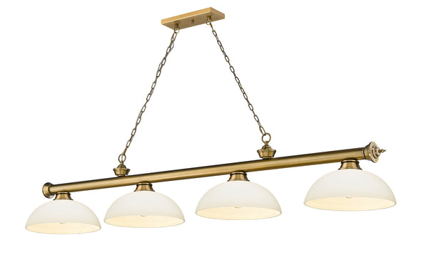 Z-Lite - 2306-4RB-DMO14 - Four Light Billiard - Cordon - Rubbed Brass from Lighting & Bulbs Unlimited in Charlotte, NC