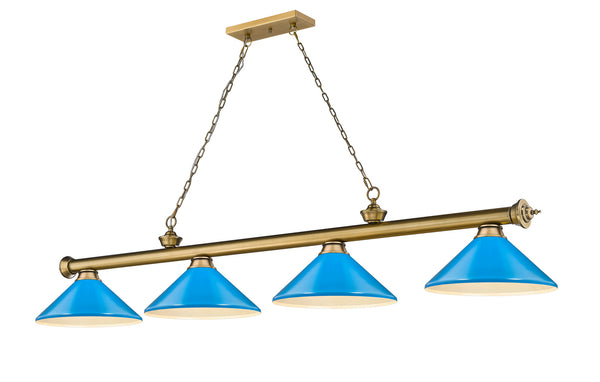 Z-Lite - 2306-4RB-MEB - Four Light Billiard - Cordon - Rubbed Brass from Lighting & Bulbs Unlimited in Charlotte, NC