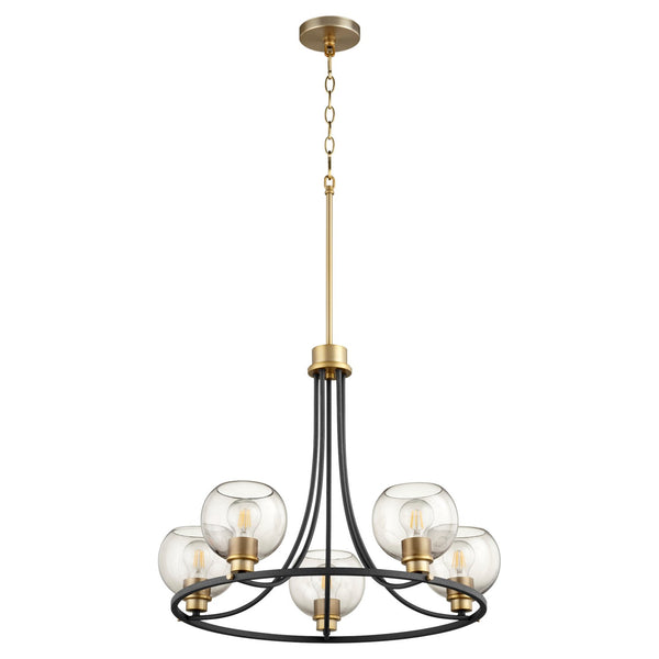 Quorum - 672-5-6980 - Five Light Chandelier - Clarion - Textured Black w/ Aged Brass from Lighting & Bulbs Unlimited in Charlotte, NC