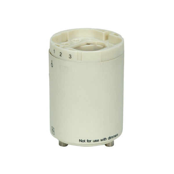 Smooth Phenolic Self-Ballasted CFL Lampholder, 277V, 60Hz, 0.20A, 18W G24q-2 And GX24q-2, 2