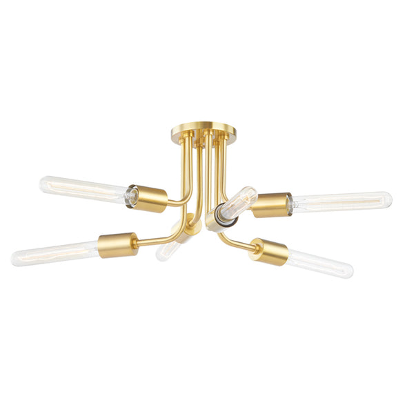 Mitzi - H510606-AGB - Six Light Semi Flush Mount - Donny - Aged Brass from Lighting & Bulbs Unlimited in Charlotte, NC