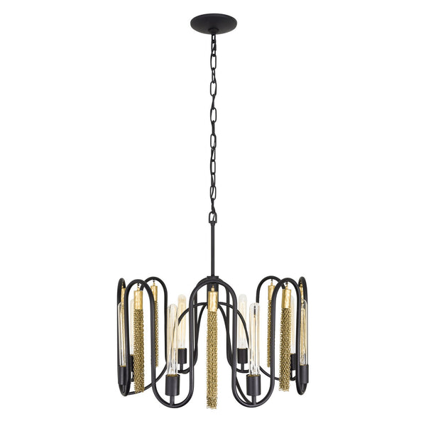 Varaluz - 354P08MBAG - Eight Light Pendant - Darden - Matte Black/Antique Gold from Lighting & Bulbs Unlimited in Charlotte, NC
