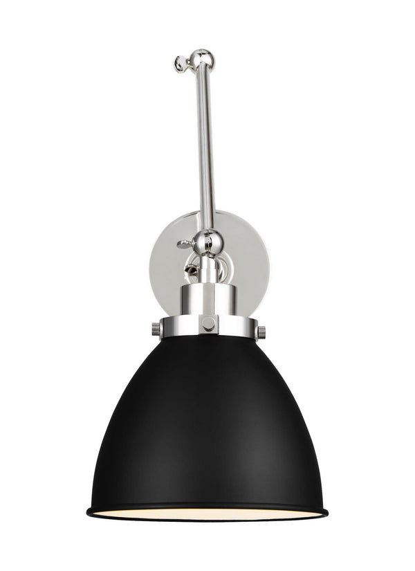 Visual Comfort Studio - CW1161MBKPN - One Light Wall Sconce - Wellfleet - Midnight Black and Polished Nickel from Lighting & Bulbs Unlimited in Charlotte, NC