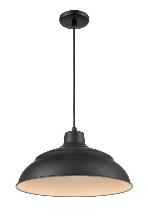 LED Warehouse/Cord Hung from the R Series Collection in Satin Black Finish by Millennium