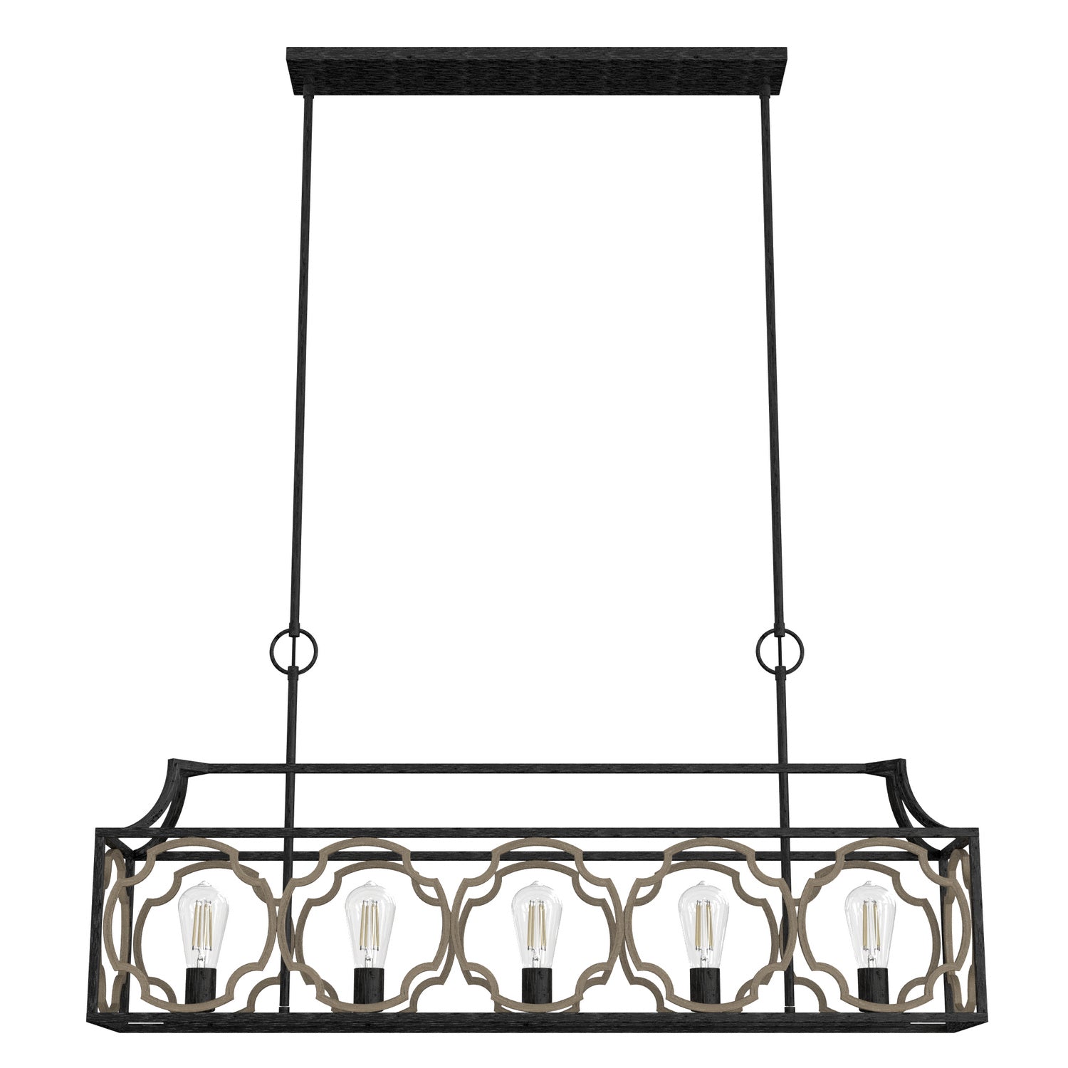 Hunter - 19231 - Five Light Linear Chandelier - Stone Creek - French Oak from Lighting & Bulbs Unlimited in Charlotte, NC