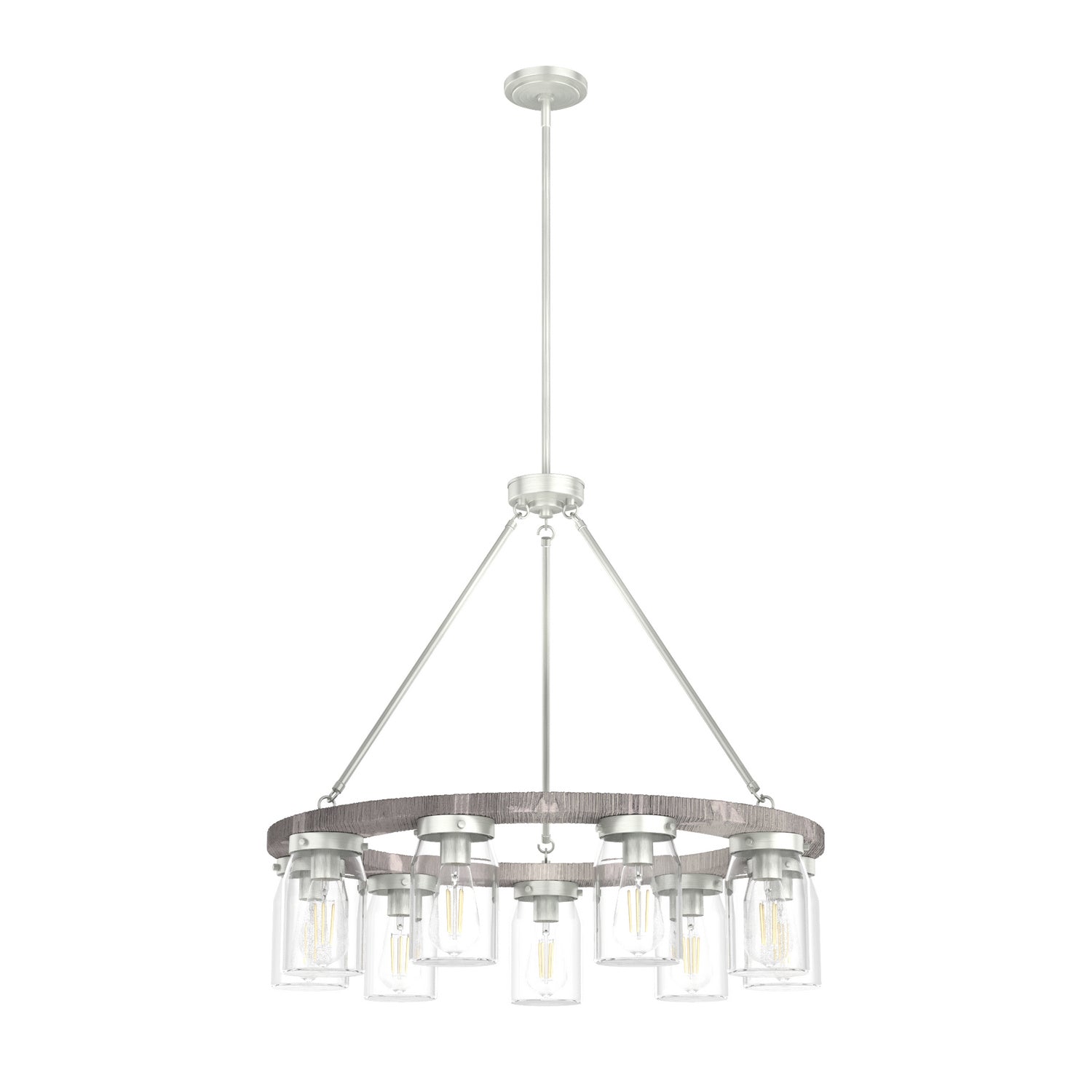 Hunter - 19246 - Nine Light Chandelier - Devon Park - Brushed Nickel from Lighting & Bulbs Unlimited in Charlotte, NC