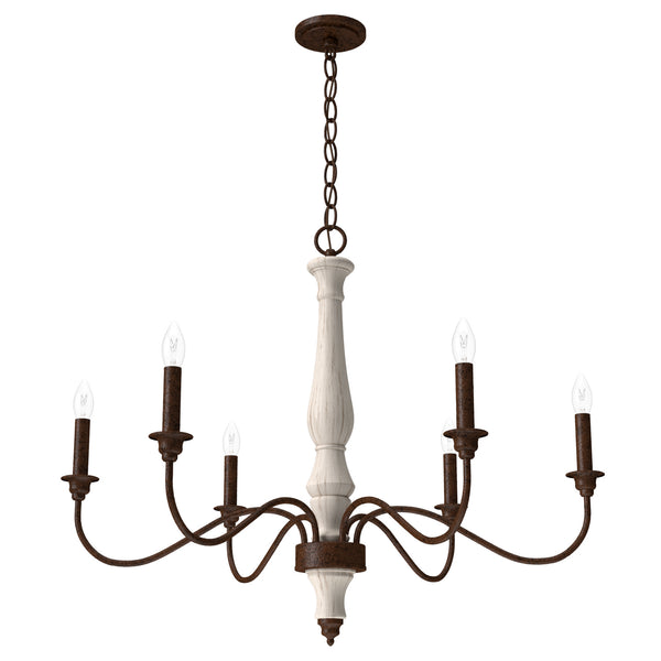 Hunter - 19280 - Six Light Chandelier - Teren - Distressed White from Lighting & Bulbs Unlimited in Charlotte, NC