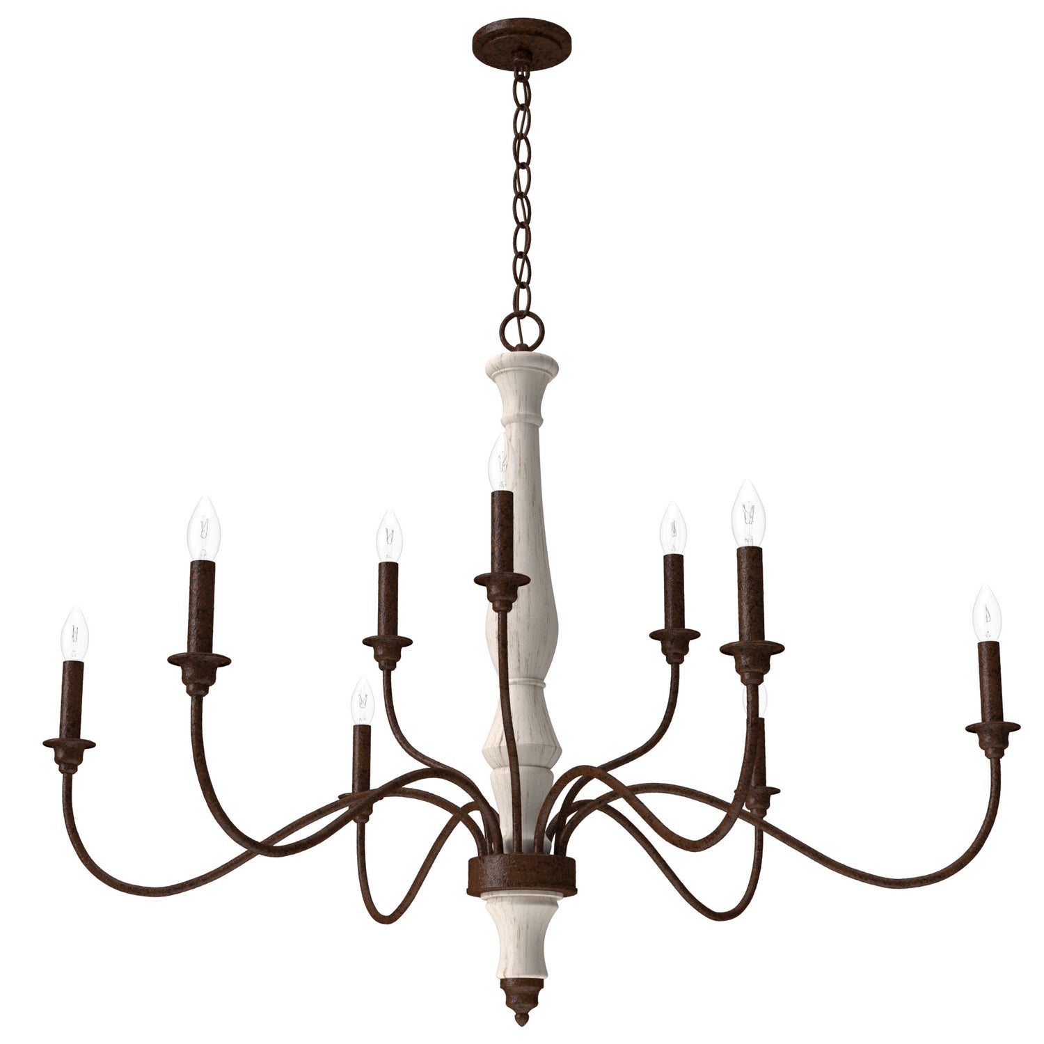 Hunter - 19281 - Nine Light Chandelier - Teren - Distressed White from Lighting & Bulbs Unlimited in Charlotte, NC