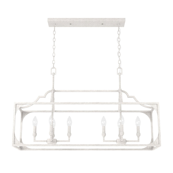 Hunter - 19290 - Eight Light Linear Chandelier - Highland Hill - Distressed White from Lighting & Bulbs Unlimited in Charlotte, NC
