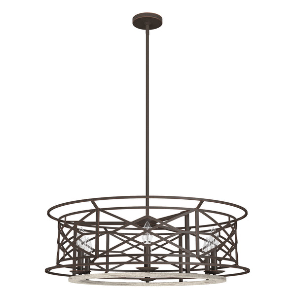 Hunter - 19329 - Six Light Chandelier - Langwood - Onyx Bengal from Lighting & Bulbs Unlimited in Charlotte, NC