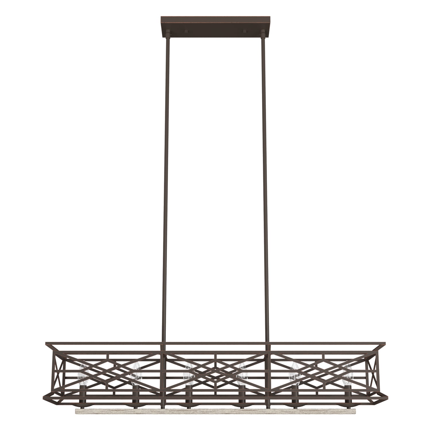 Hunter - 19333 - Six Light Linear Chandelier - Langwood - Onyx Bengal from Lighting & Bulbs Unlimited in Charlotte, NC