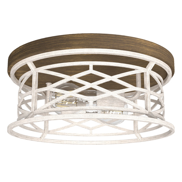 Hunter - 19338 - Two Light Flush Mount - Langwood - Distressed White from Lighting & Bulbs Unlimited in Charlotte, NC