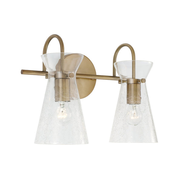 Two Light Vanity from the Mila Collection in Aged Brass Finish by Capital Lighting