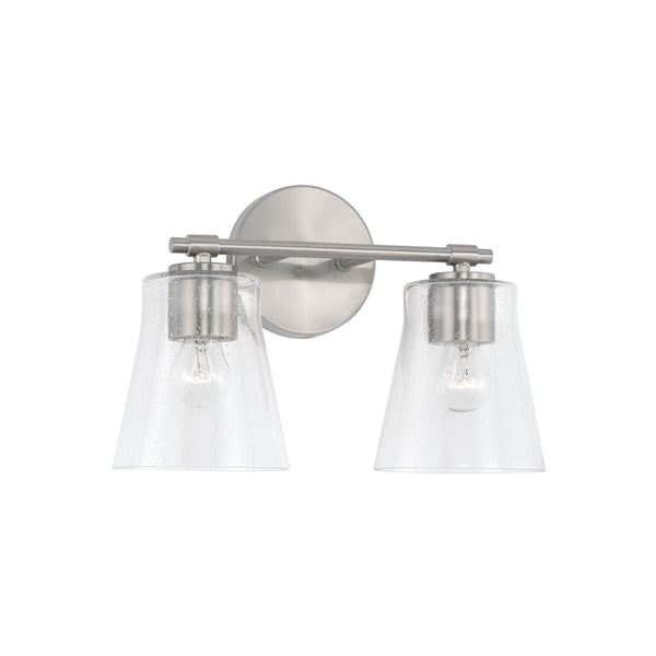 Two Light Vanity from the Baker Collection in Brushed Nickel Finish by Capital Lighting