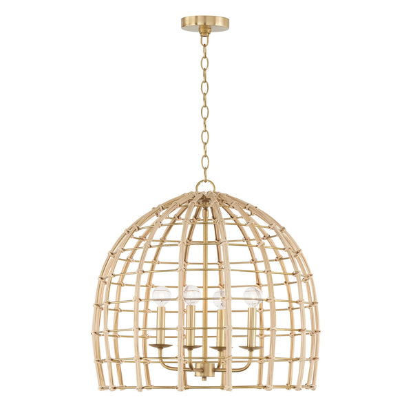 Four Light Pendant from the Wren Collection in Matte Brass Finish by Capital Lighting