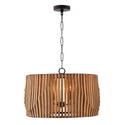 Four Light Pendant from the Archer Collection in Light Wood and Matte Black Finish by Capital Lighting