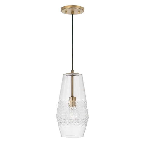 One Light Pendant from the Dena Collection in Aged Brass Finish by Capital Lighting